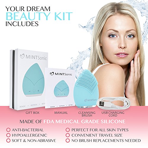 image for MINTSonic Facial Cleansing Brush - Waterproof Silicone Face Brush - Fa