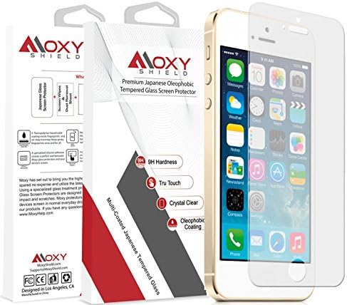 Apple Iphone 5/5c/5s/SE Moxy® Shield TEMPERED Glass Screen Protector [Lifetime Warranty] Shatterproof 9H + Scratch Resistant + TruTouch Accuracy + Easy Alignment + Grade A Japanese Glass &amp; Clarity