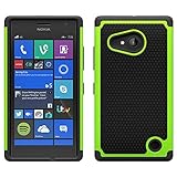 Microsoft Nokia Lumia 730/735 Case - Armatus Gear (TM) Slim Defender Hex Grid Hybrid Armor Case Impact Resistant Protector Cover For Nokia Lumia 730 / Lumia 735 - Green/Black
