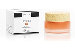 JELLYM BEAUTY Vegan Lip Exfoliant with Nourishing Oils - Gentle Sugar Scrub for Soft and Smooth Lips, Cruelty-Free and Eco-Friendly (Peach)