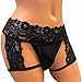 Men's Sexy Floral Lace Sissy Pouch Crossdress Panties Boxer Briefs Mesh Sheer See-Through Garter G-String Girly Underwear Low Rise Breathable Hipster Bikini Swim Shorts Thongs Swimwear Underpants