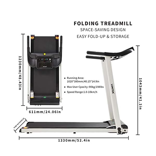 UMAY LONTEK Treadmill for Home Foldable with MP3 & Speaker, Running Machine for Home Use with 12 Programs, LCD Display…