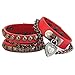 Bystar Unisex Retro Punk Rock Style Multi Circle Rivet I Love You Heart Pendant Chain Genuine Leather Creative Wrap Bracelet For Men & Women (Red)