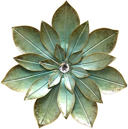 Zanna Rustic Green Embellished Flower Metal Wall Decor