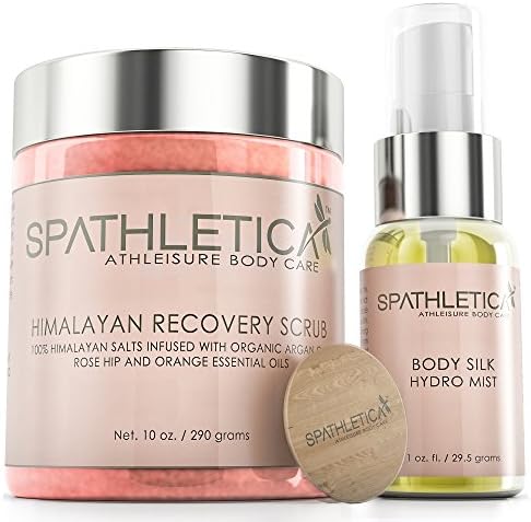 Himalayan Salt Body Recovery Scrub + Body Silk Hydro Mist - The Ultimate Gift Set for Healthy, Hydrated Radiant Skin - Deep Cleansing Exfoliator with Argan, Lychee, Rose Hip & Avocado Oil