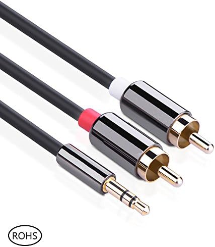 AP 3.5mm Aux to 2RCA Y Splitter Stereo Audio Cable Male to Male Type Conductor High Flexible TPE Jacket Dual Shielding Gold Plated High End Metal 15Feet(Black)