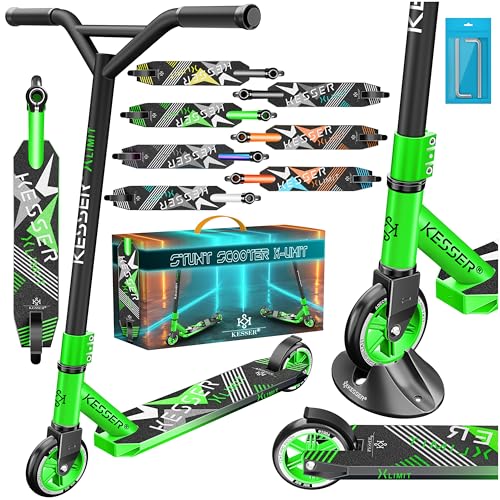 KESSER® Stunt Scooter X-Limit - 360° Lenkung Robuster Funscooter Stuntscooter mit ABEC 9 Kugellagern, 100 mm PU Räder, Kickscooter Tretroller Cityroll