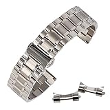 Stunning Brushed Stainless Steel Watch Strap Replacement with Straight&Curved End
