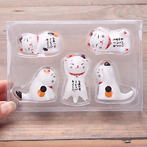 image for AUSPA 5pcs Chopsticks Holder, Cute Lucky Cat Chopsticks Rest Dinner Sp