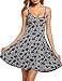 ACEVOG Women's Casual Fit and Flare Floral Shoulder Strap Skater Dress, Large, Grey