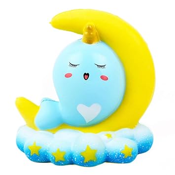Adeeing Soft Moon Whales Squishy Slow Rising Squeeze Fun Toy