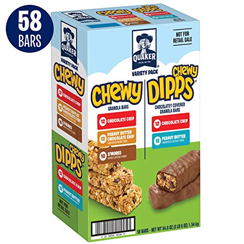 Quaker Chewy Dipps & Granola Bars, Variety Pack, 58 Bars
