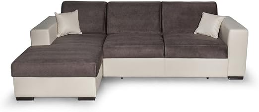 Usinestreet Canapé Convertible Avec Coffre Bi Matière Beige