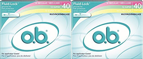 o.b. Applicator Free YDxTh Digital Tampons, Regular, Super and Super Plus Multi-Pack, 40 Count (2 Pack)
