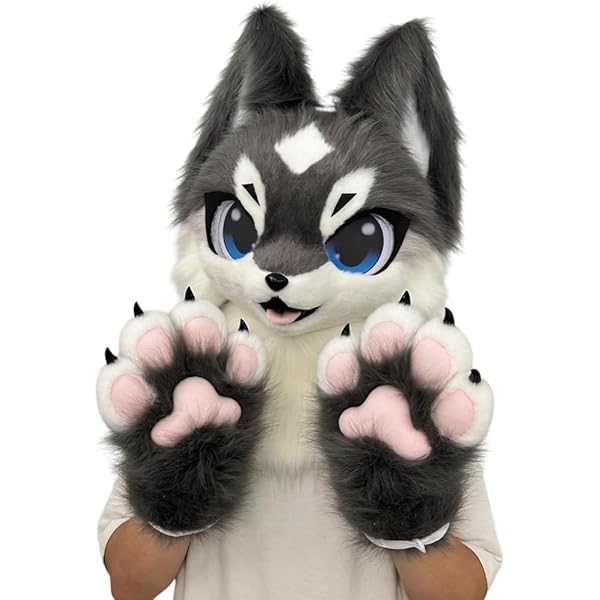 Tête De Mascotte Fourrure – Husky / Renard – Cosplay Halloween – Taille Unique