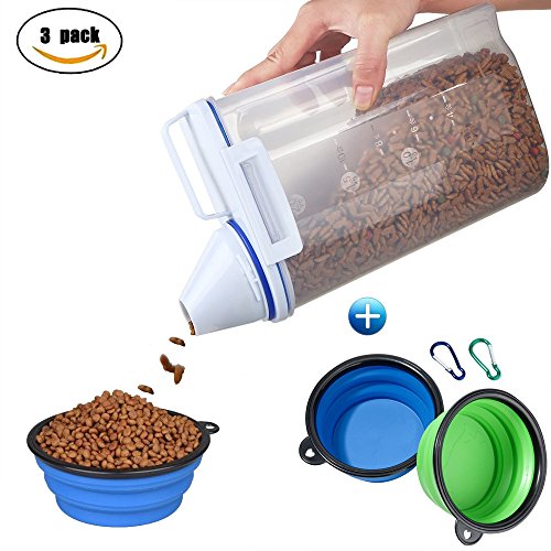 Miaowoof Dog Food Storage Container, Wellood Pet/Cat Food Storage Bin with 2-Pack Collapsible Dog Bowl for Home Outdoor Travel. - Thumbnail 7