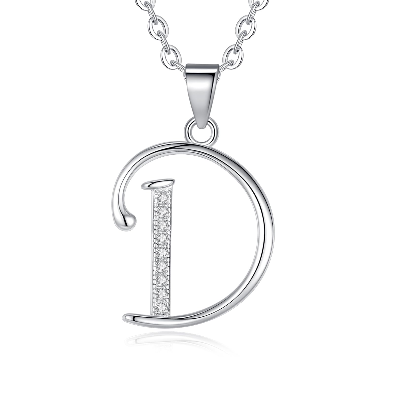 VIKI LYNN Initial Pendant D 925 Sterling Silver Letter Necklace with Cubic Zirconia Personalised Gifts for Women Ladies — image 1