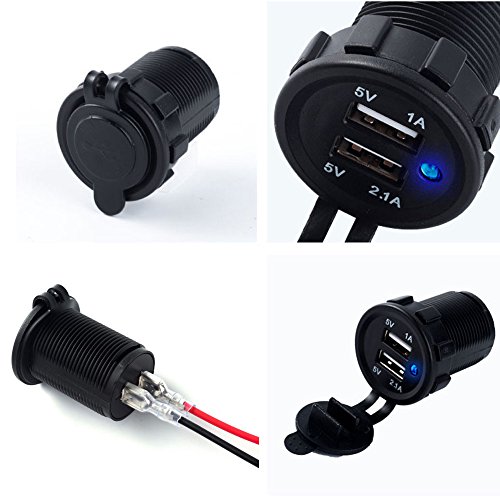 BreaDeep Dual USB Car Charger Socket Waterproof 12V/3.1A Power Outlet Replacement for Car, Motorcycle, Marine, Boat, RV, ATV