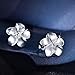 WKShop 1Pair 925 Sterling Silver Plum Flower Crystal Ear Stud Earrings Women Girl Gift