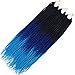 Senegalese Twist Crochet Hair Three Tone ombre Braiding Hair Belleshow Synthetic Hair Extensions Crochet Braids Senegalese Box Braids (3 pcs 18 inch, 1b/blue/light blue)