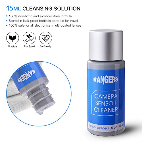 Rangers 12pcs Dry APS-C Sensor Cleaning Swab and 15ml Cleaner Solution for DSLR CCD CMOS Camera, Lens, Glasses. Vacuum Packaging, Lint-free Sterile Fabric