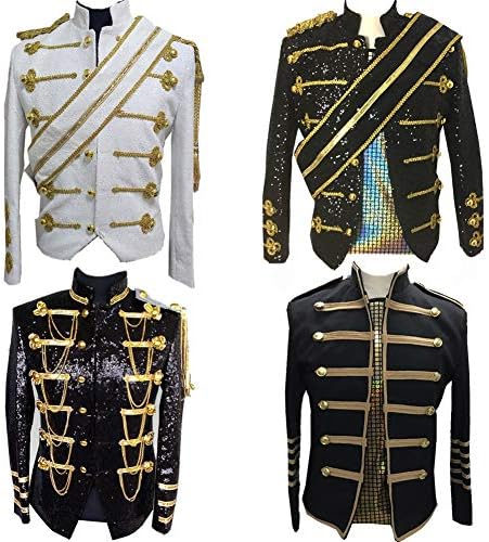 Mens Michael Jackson Jacket Suit Sequins Costumes Nightclub Bar Dress (l, black #3)