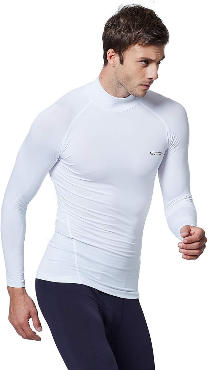 EXIO Mens Mock Compression Baselayer Top Cool Dry Long-Sleeve Shirt EX-T02: Clothing