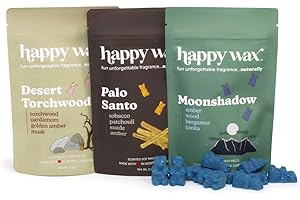 Happy Wax Wanderlust Collection Scented Natural Soy Wax Melts – 6 Total Oz. of Scented Wax Melts, Collection Includes Palo Sa