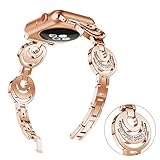 Fashion Women Sun Moon Crescent Crystal Bracelet Band Strap for Apple Watch 1/2/3 42mm (Rose Glod)