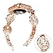 Fashion Women Sun Moon Crescent Crystal Bracelet Band Strap for Apple Watch 1/2/3 42mm (Rose Gold)
