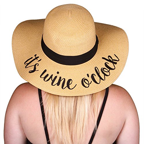 H-2017-iwo funky junque embroidered sun hat - it s wine o clock
