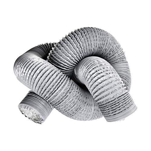 OOPPEN 5'' 5m PVC Ventilation Ducting Aluminium Flexible Fan Ducting 125mm Diameter Flexible Duct Hose for Extractor Fans/Hydroponics, Gray