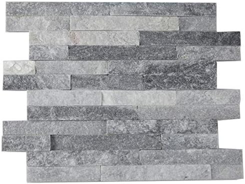 Split Face Interlocking Marble Tile, MM 5503-Alaska Grey, 14-1/4"x4, Natural Finish (Sample (12-1/2"x4"))