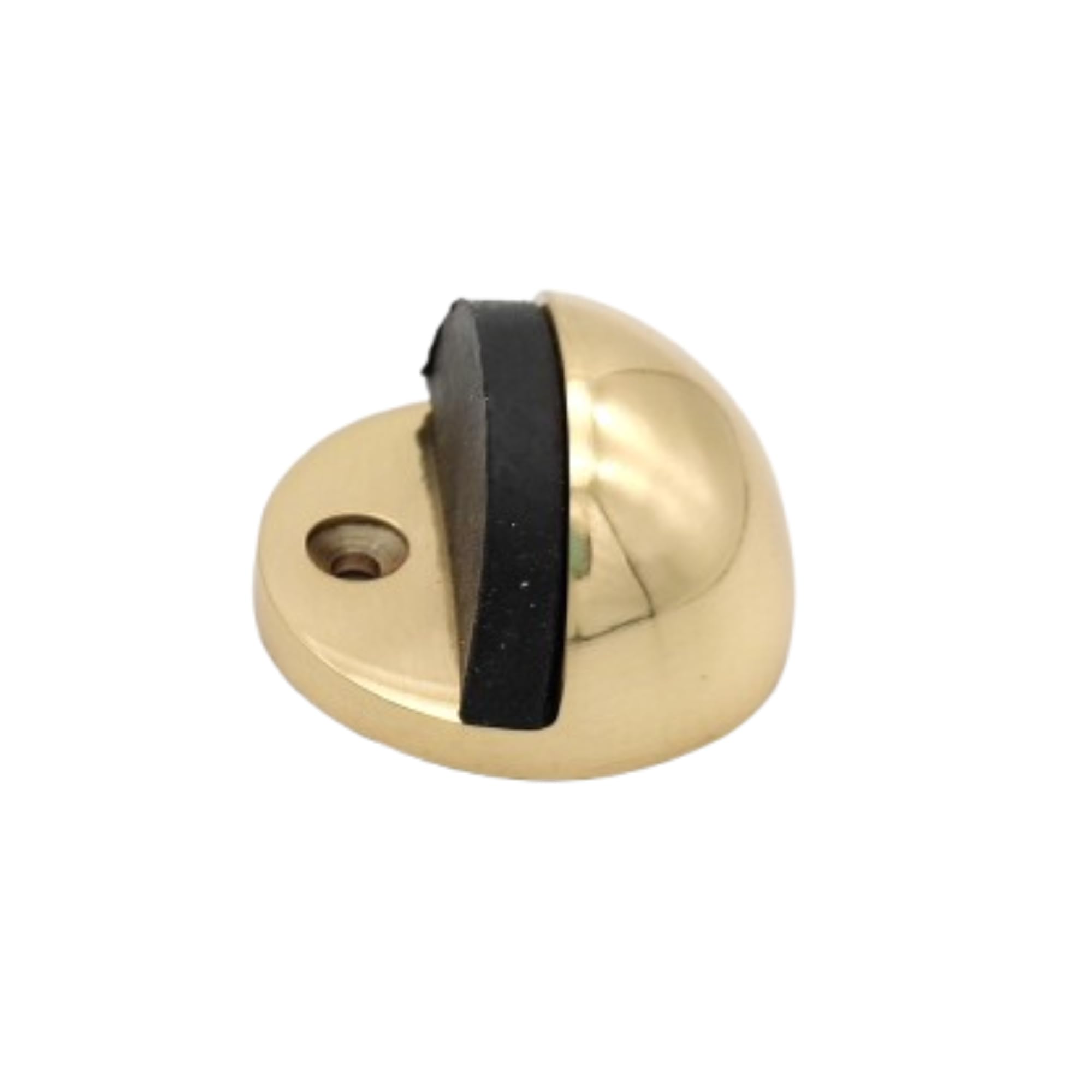 Floor Mounted Half-Moon Wall/Furniture Protector Doorstop Rubber Bumper Stopper (Polished Brass)