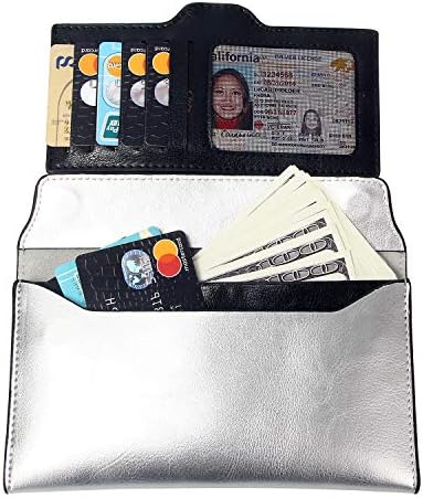 VOCUS RFID Geniune Leather Wallet for Women Minimalist Slim Cellphone Credit Card Wallet