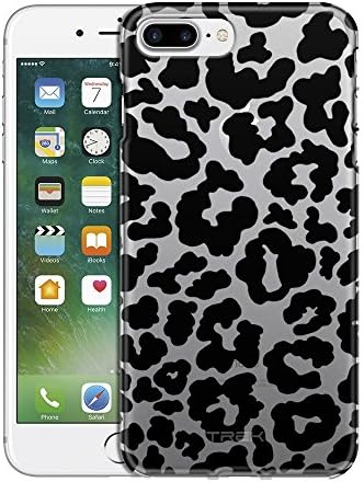 Apple iPhone 7 Plus Case, Slim Fit Snap On Cover by Trek Black and White Leopard Print Clear Case for iPhone 7 Plus