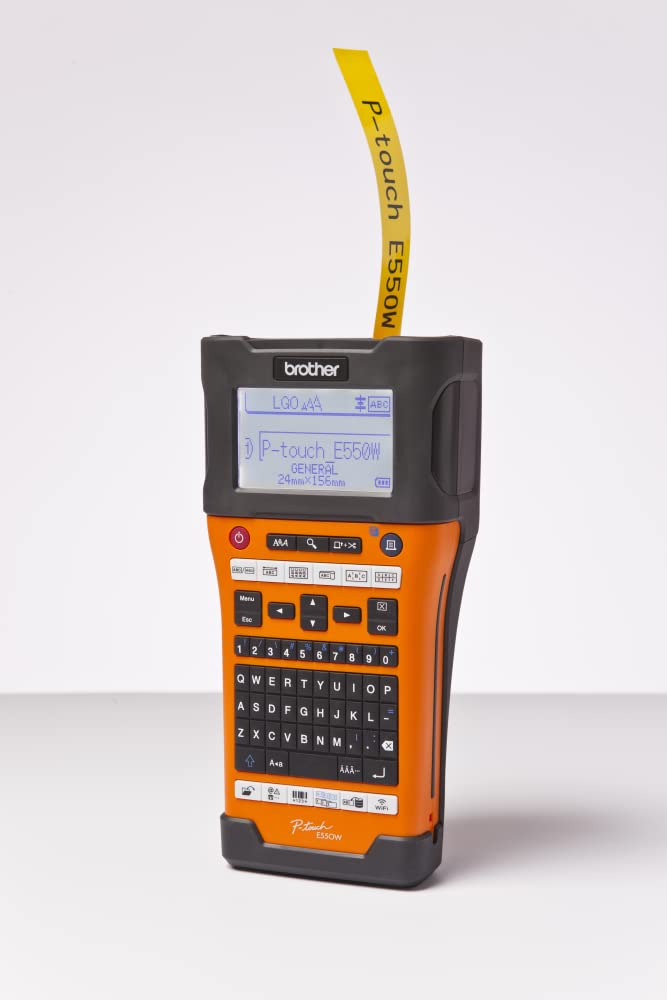Brother PTE550 Handheld Label Maker, QWERTY Keyboard Label Manager, Up to 24 mm Label Printing, Designed for Electricians, Telecom and Security Installers