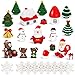 BBTO 45 Pcs Miniature Christmas Figures for Crafts Mini Christmas Figurines Include Mini Resin Tree Snowman Small Bell Bear Castle Snowflake Ornaments Decorations for DIY Crafts Dollhouse Home Decor