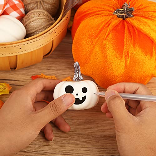 VGOODALL Künstliche Kürbisse Set, 12 Stücke Gefälschte Kürbisse Deko in verschiedenen Designs Weiß Orange für Halloween Erntedankfest Herbstdekoration