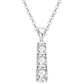 DYUNQ Moissanite Pendant Necklace, 925 Sterling Silver Necklaces for Women 3 Stone Pendant, 18 to 20 Inch, Jewelry Gifts