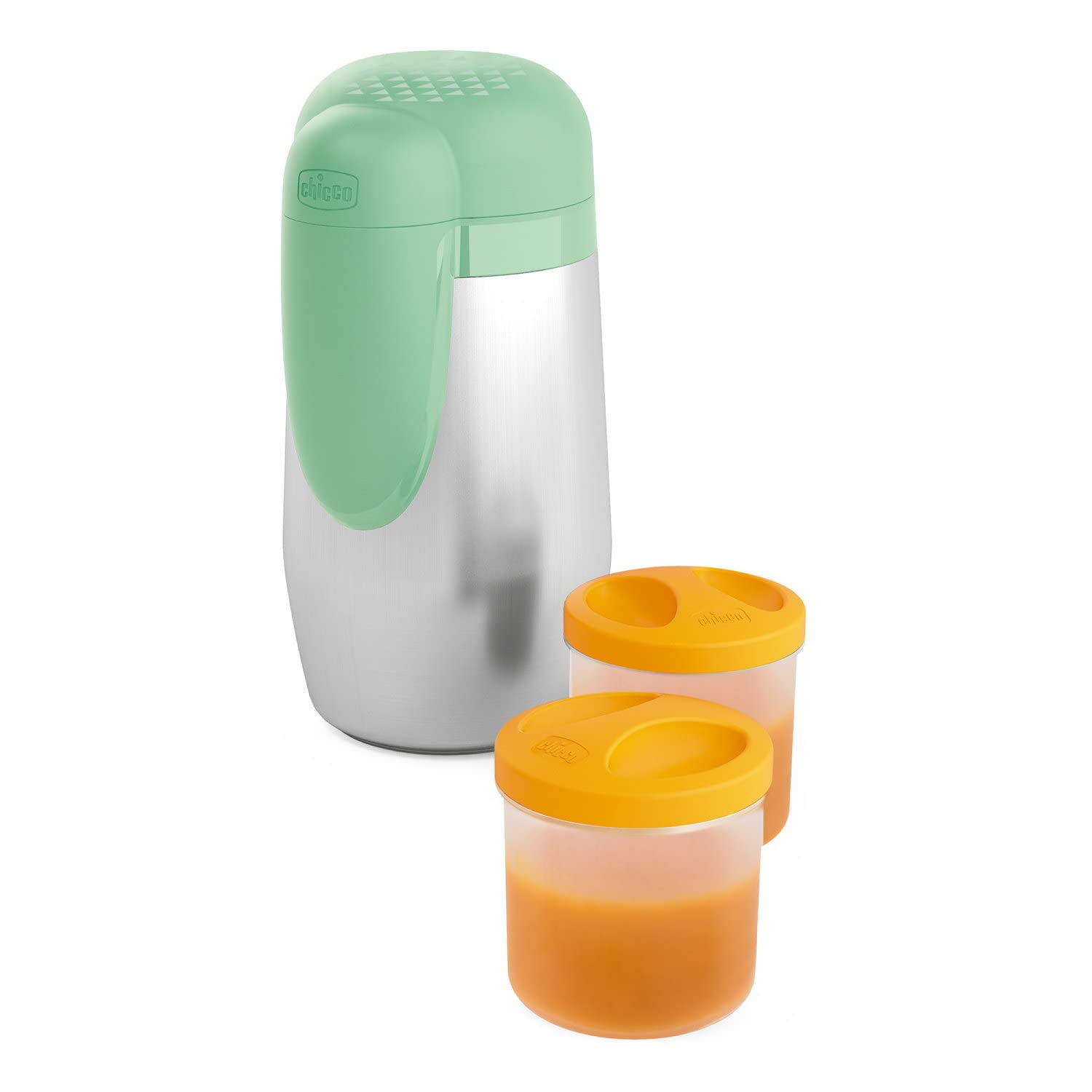Chicco Stay Warm Stainless Steel Baby Food and Baby Bottle with 2 Containers, Food & Drink Thermos, Keeps Temperature Up to 5 Hrs, BPA Free Vacuum Flask, 0+ Months