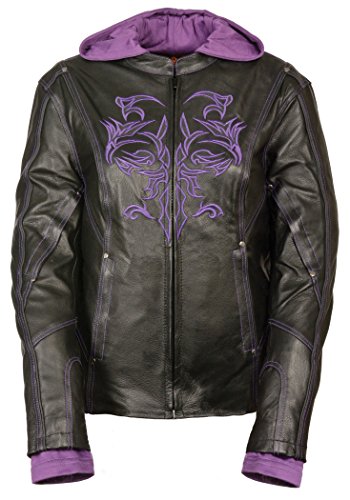 Milwaukee Women's 3/4th Leather Jacket (Black/Purple, XX-Large)