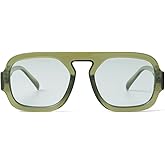 ADE WU Trendy Square Sunglasses for Women Men,Vintage Square Aviator Sunglasses Fashion 70s Inspired Stylish Flat Top Shades