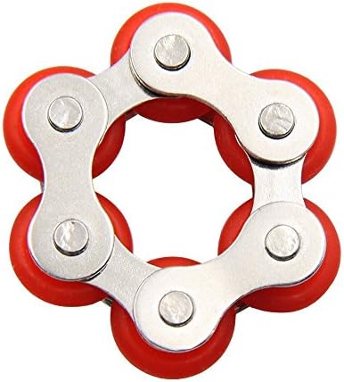 Flippy Stainless Steel Bike Chain Fidget Toys Relieve Your Stress, Anxiety, Boredom All at Your Finger Tips! Also Helps ADD, ADHD, Autism (R-Red)