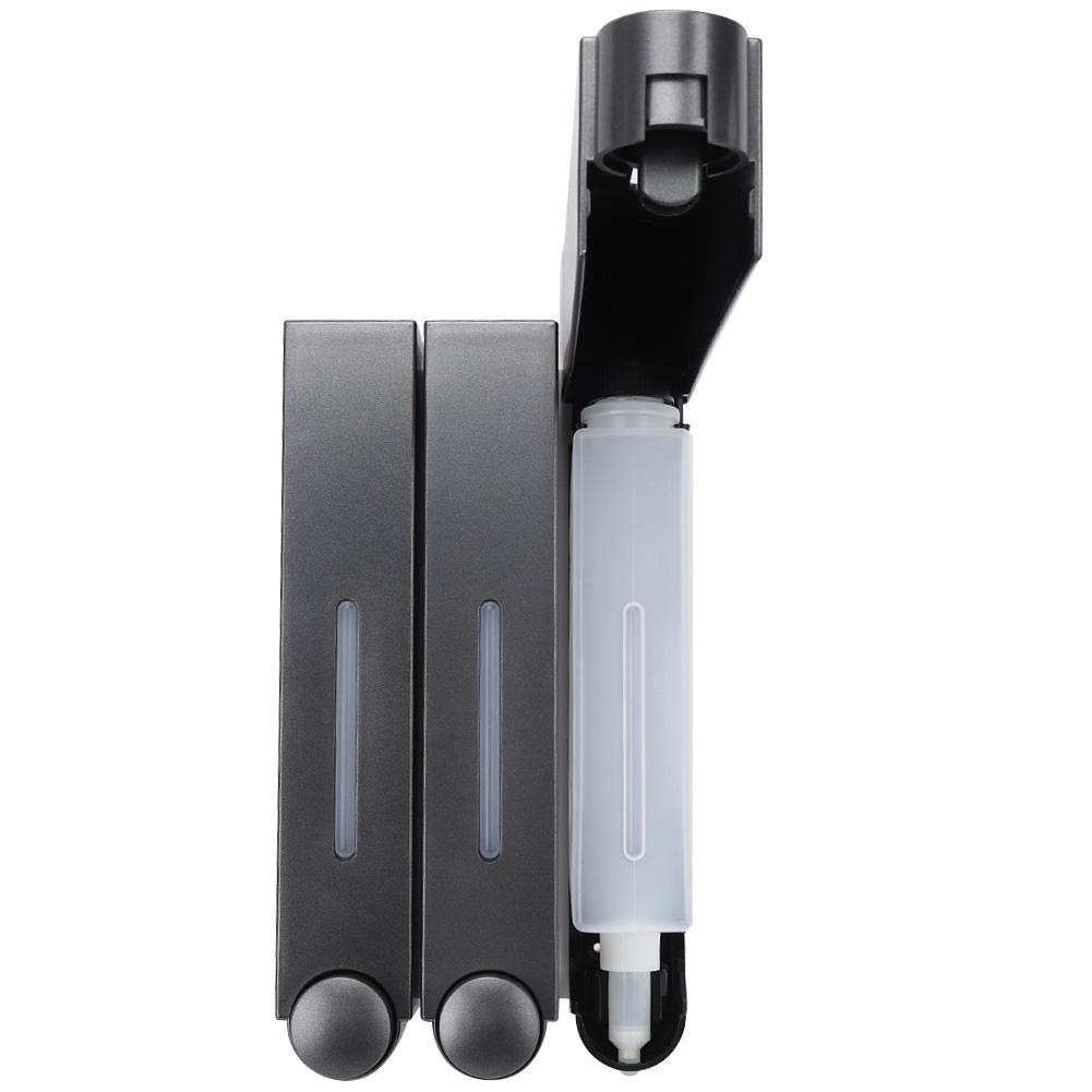 CHICIRIS Wall Mounted Soap Dispenser with Three Heads, Wall Mount Shower Liquid Soap Dispenser Soap Dispenser Wall Mounted for Hotel Bathroom (Black)