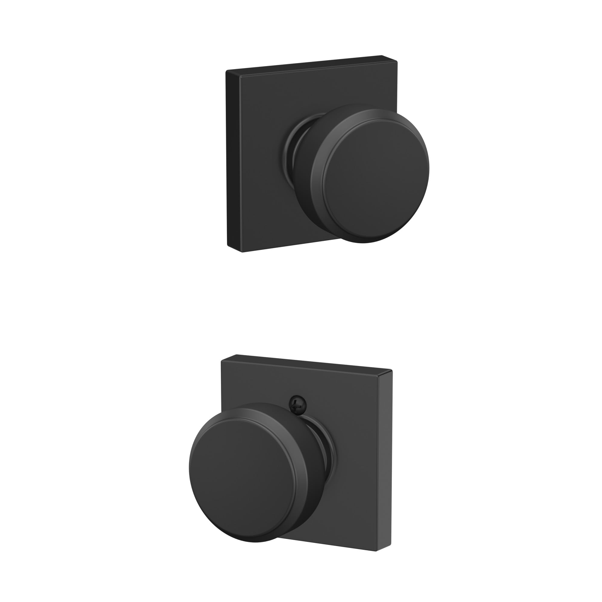 Schlage F10 BWE 622 COL Bowery Knob with Collins Trim Hall & Closet Passage Door Lock, Matte Black Image