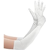 GHGMAO Long Opera Party Gloves for Women, 1920s Satin Tea Party Gloves, Stretchy Elbow Length, 22"