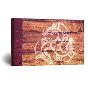Canvas Wall Art - Pattern of Three Dragons on Vintage Wood Background - Giclee Print Gallery Wrap Modern Home Art Ready to Hang - 12x18 inches
