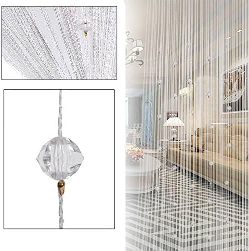 1pcs Decorative String Beads Curtain Wall Panel Fringe Room Door Window Shutters Divider Blind Jabots Panels Scarves Sheers Swags Tiers Valances (white)