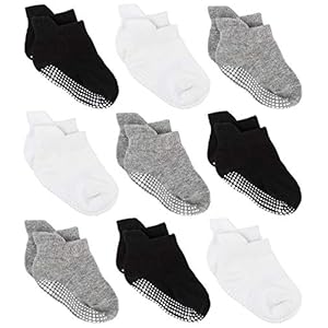 Zaples Baby Non Slip Grip Ankle Socks with Non Skid Soles for Infants Toddlers Kids Boys Girls